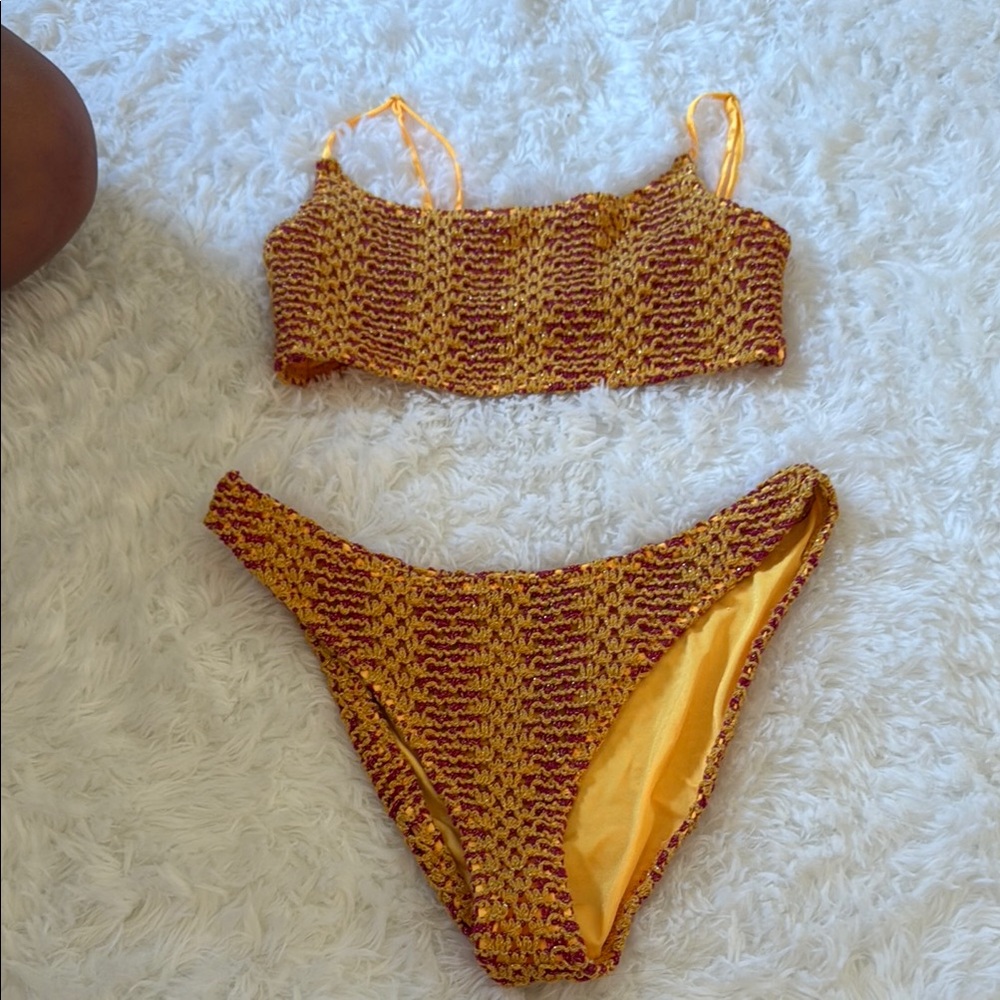 Triangl Crochet Bikini in Yellow and Red